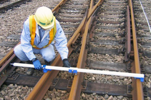 分岐器軌間線Ⅰ・Ⅱ寸法及びフランジウェー幅測定器本体