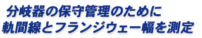 分岐器の保守管理のために軌間線とフランジウェー幅を測定